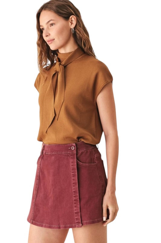 Wine Denim Skort