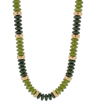 Stone & Textured Spacers Necklace- 6 Colors