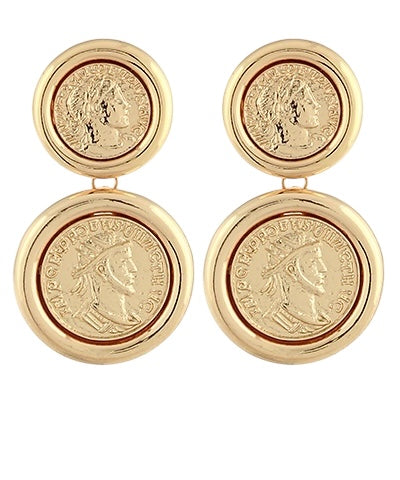 Double Drop Coin Earring- 2 Colors