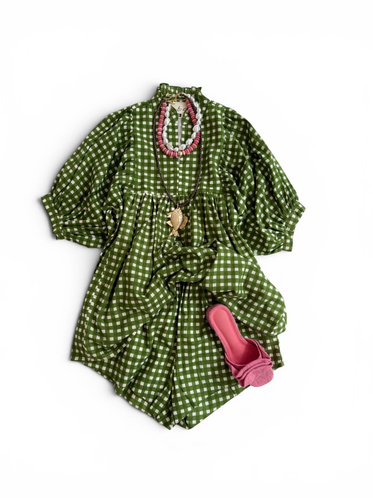 FOXY Gingham Set in Apple Green