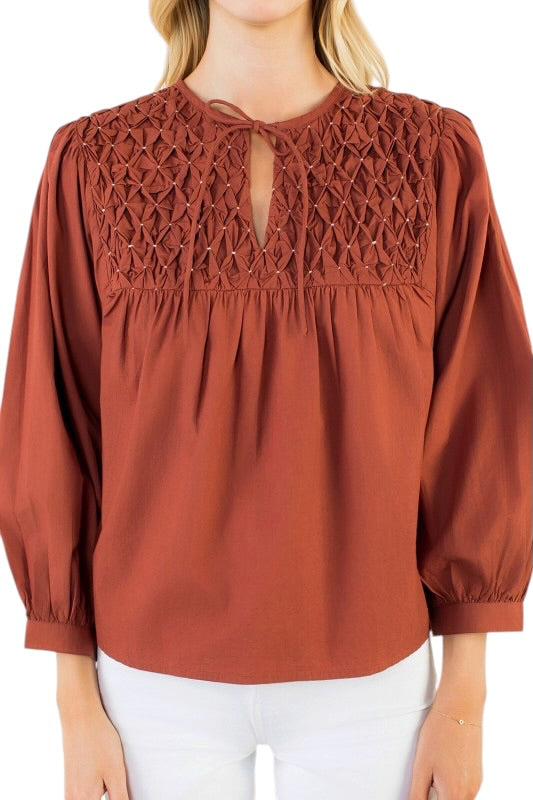 Pintuck Poplin Top - 3 Colors