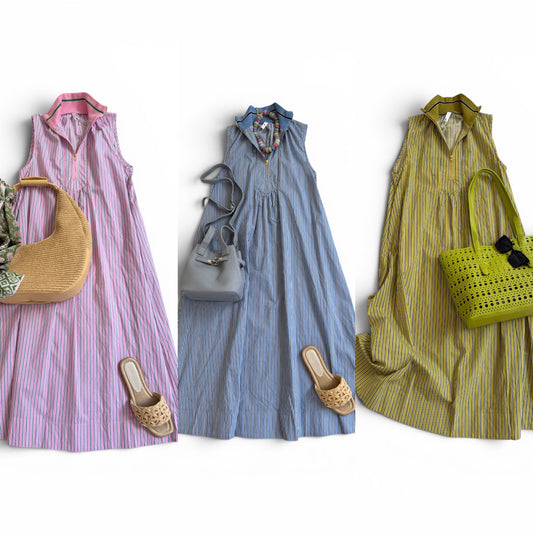 Quarter Zip Poplin Midi- 3 Colors