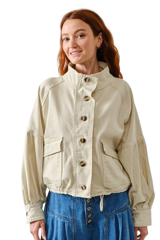 Drawstring Hem Trench Jacket