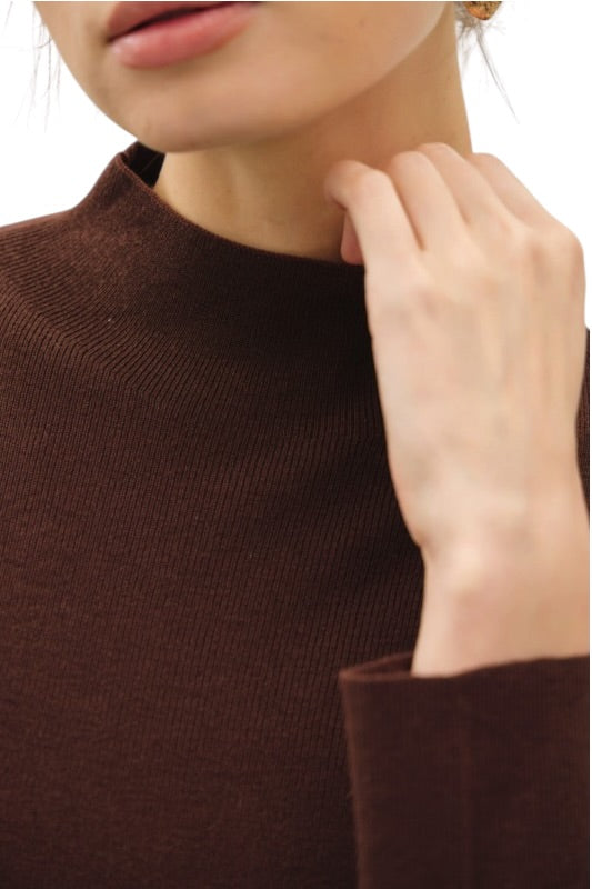 Mock Neck Knit Top- 2 Colors