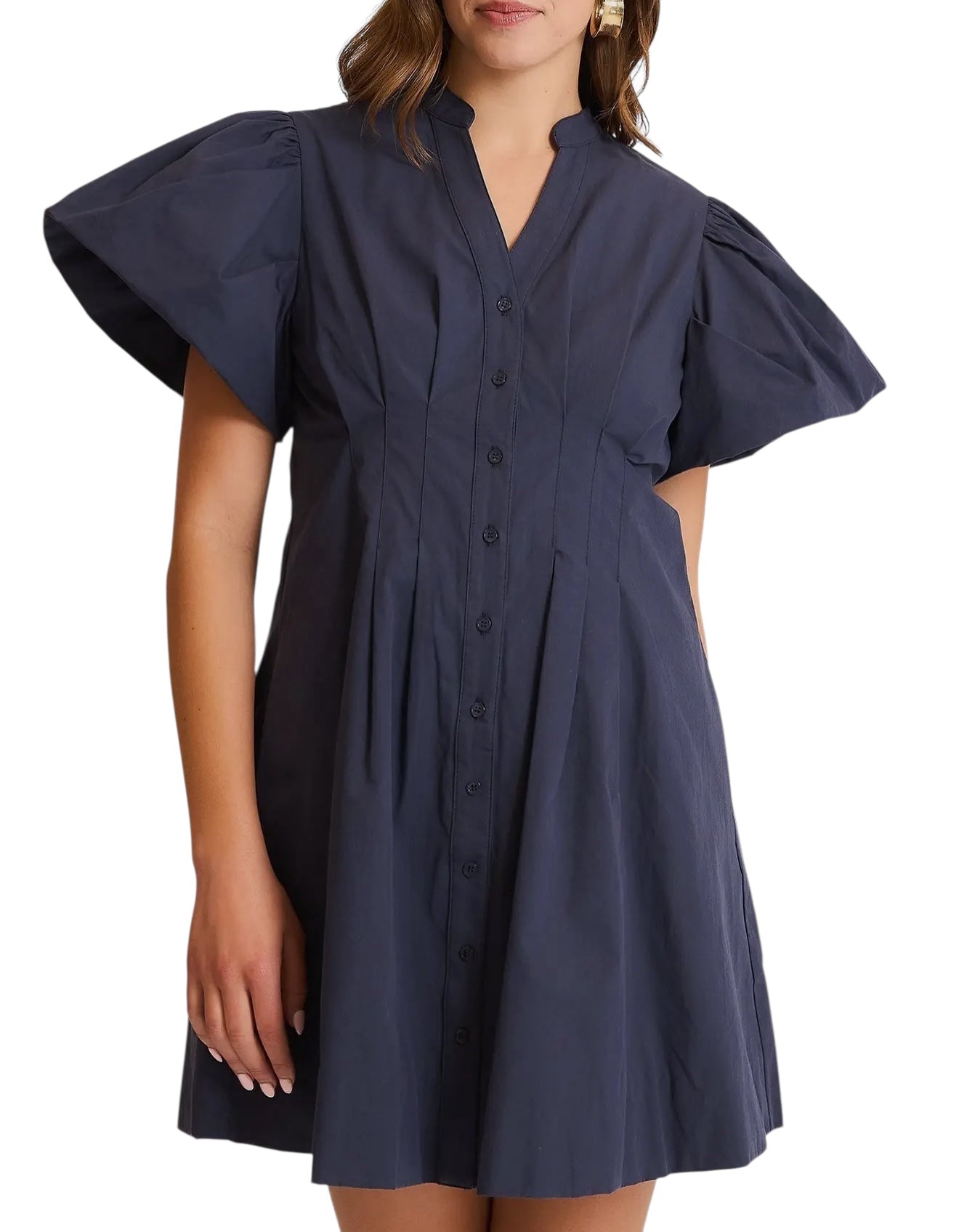 Pleated Waist Mini in Navy