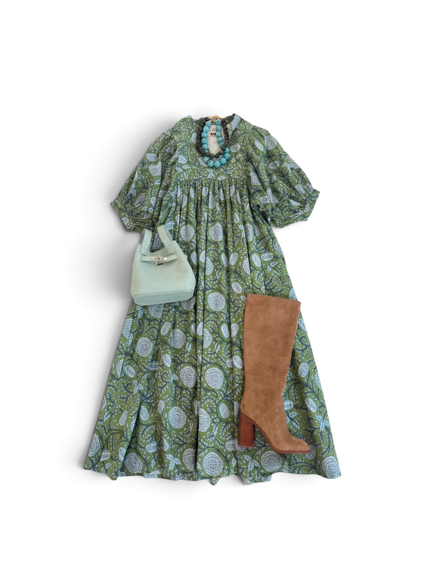 Joliet Midi in Green & Blue Floral Vine