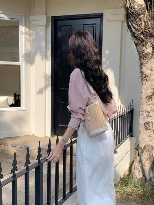 Raffia Bucket Crossbody- 2 Colors