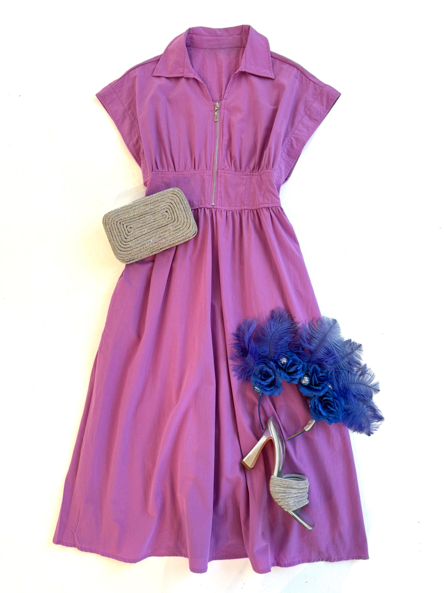 Zip Front Midi in Orchid