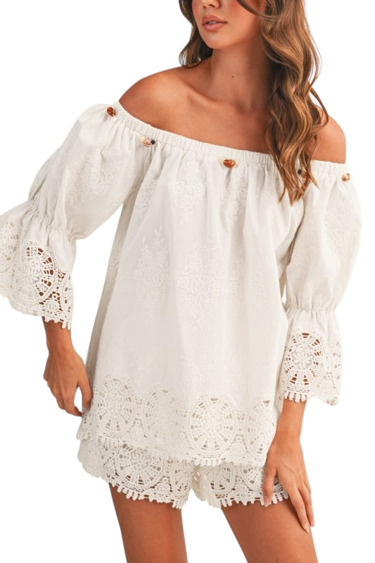 Off Shoulder Eyelet Set
