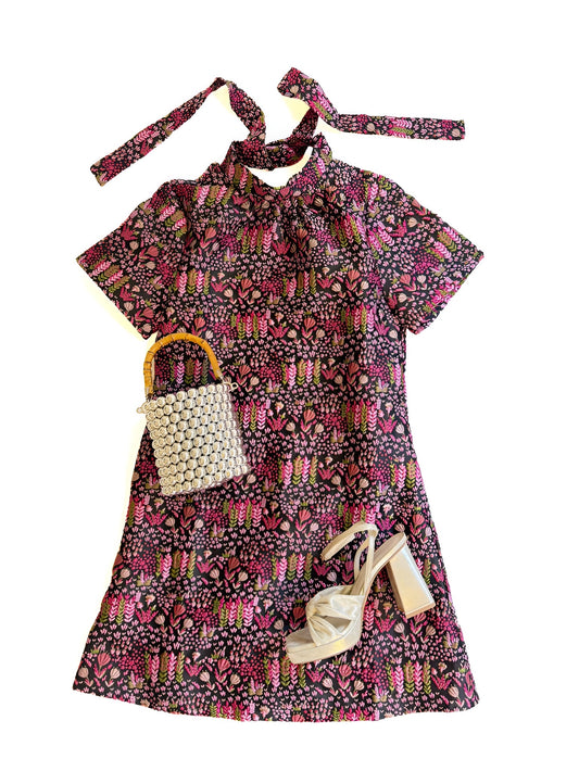 Pink Floral Jacquard Shift
