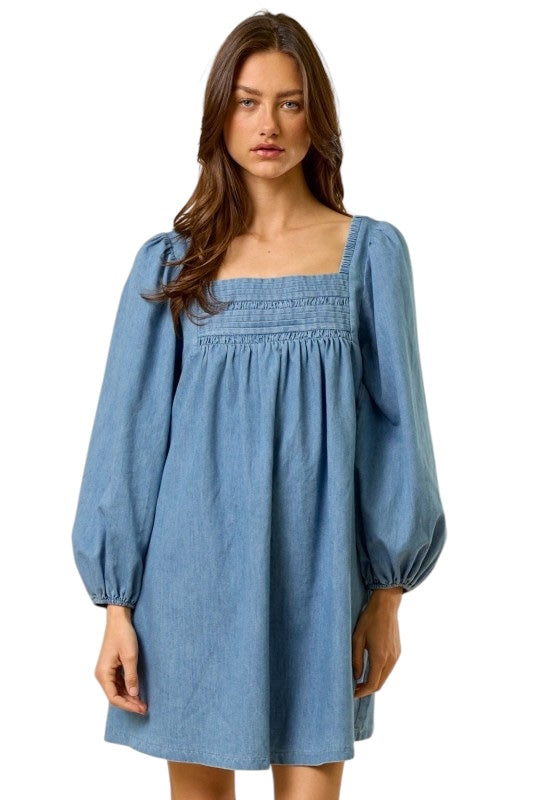 Denim Square Neck Mini