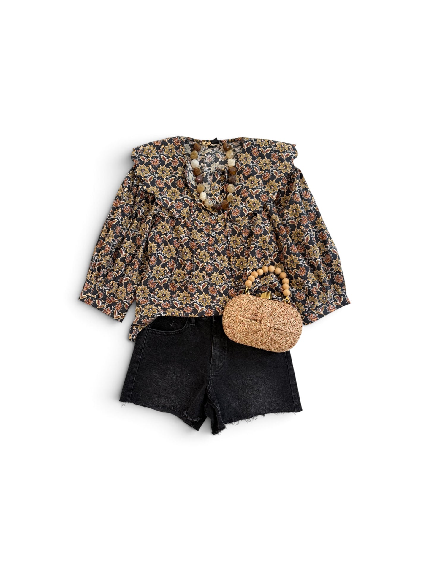 Black & Goldenrod PeterPan Collar Top