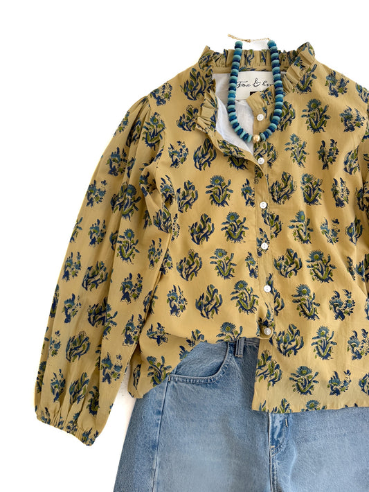 Ellen Top in Citron & Blue Florals