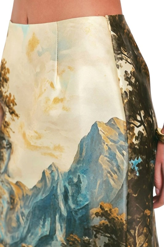Watercolor Landscape Pencil Skirt