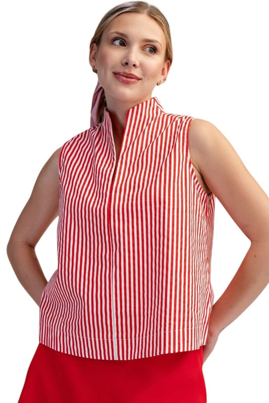 Stripe High Neck Sleevless Top- 2 Colors