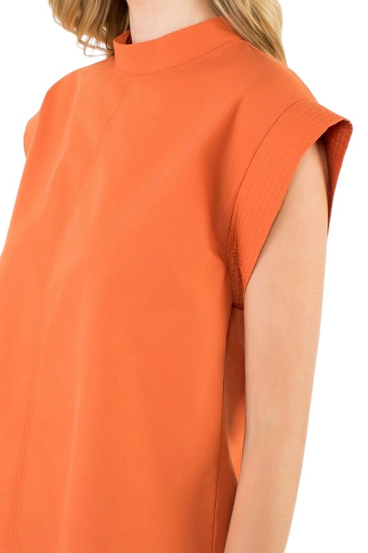 Stitched Cap Sleeve Poplin Top - 3 Colors