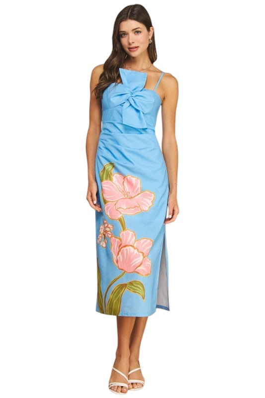 Watercolor Tulip Blue Knot Midi