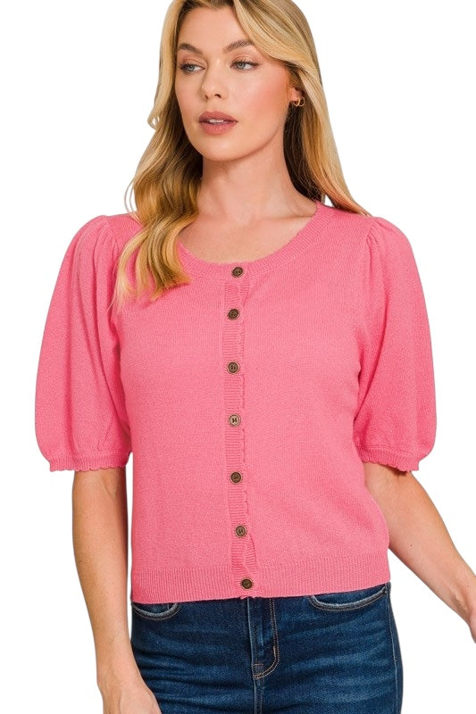 Puff Sleeve Cardigan - 3 Colors