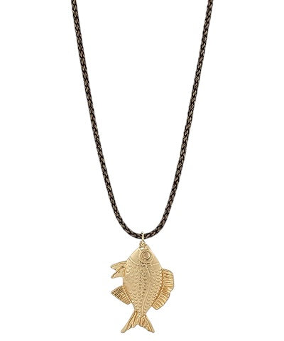 Fish & Leather Cord Necklace- 2 Lengths
