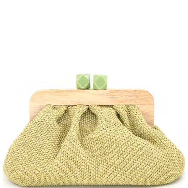 Wooden & Raffia Clutch - 3 Colors