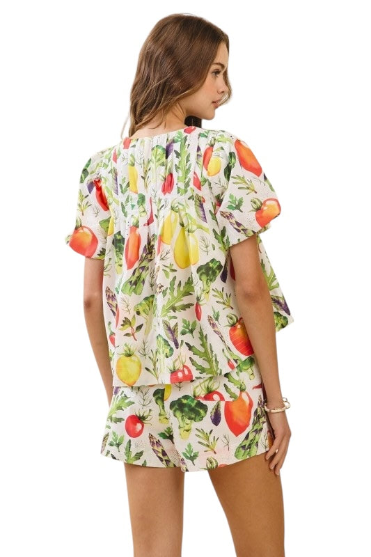 Farmers Market Pleated Top