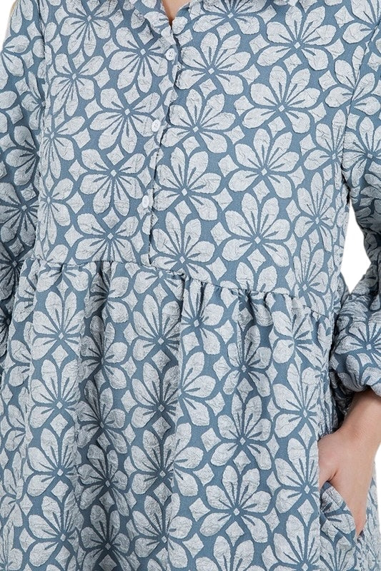 Jacquard Daisy Shirt Dress