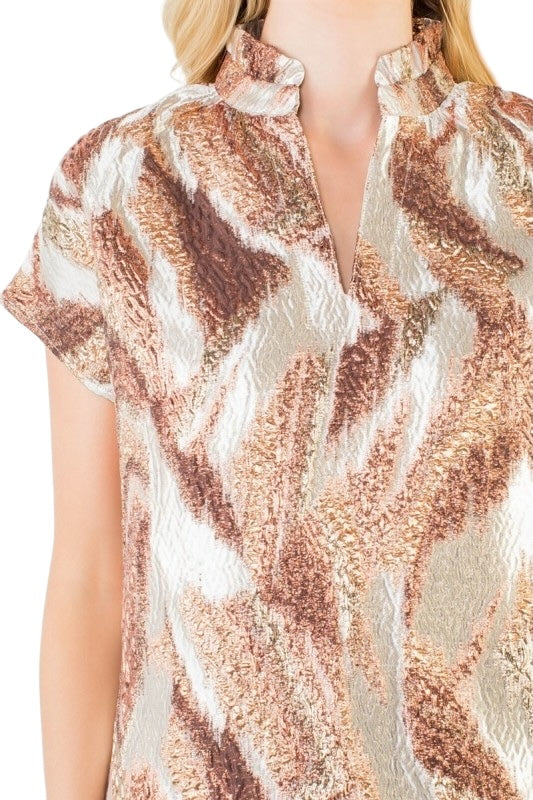 Rose Gold & Champagne Jacquard Top