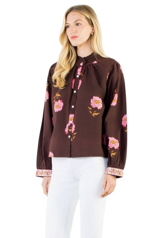 Chocolate & Pink Floral Top