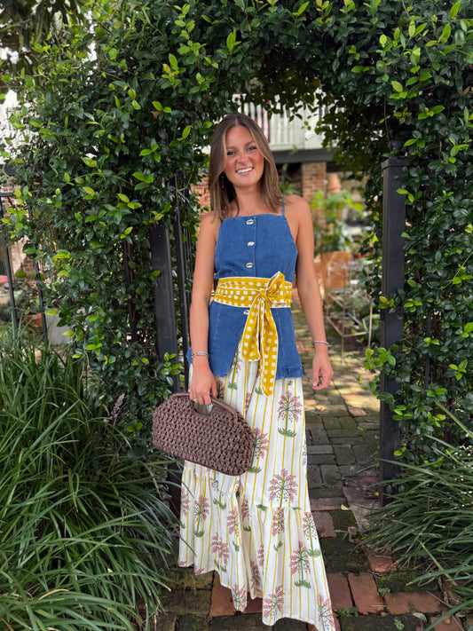 Square Neck Denim Top