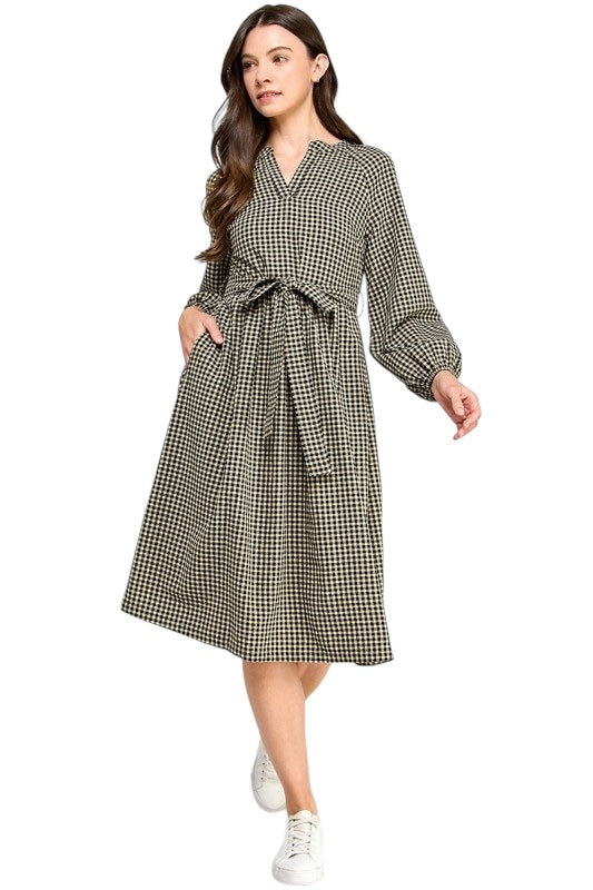 Black Gingham Midi