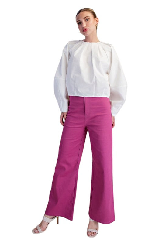 Pleated Bubble Poplin Top