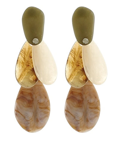 Olive & Tan Resin Drops Earring