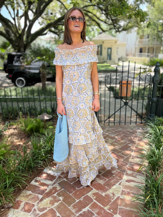 Laurel St Maxi in Butter & Cornflower