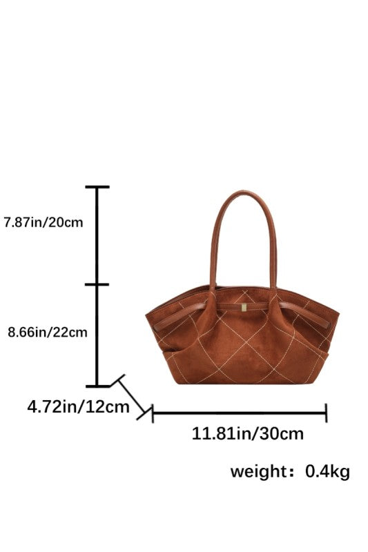 Quilted Stitching Suede Tote