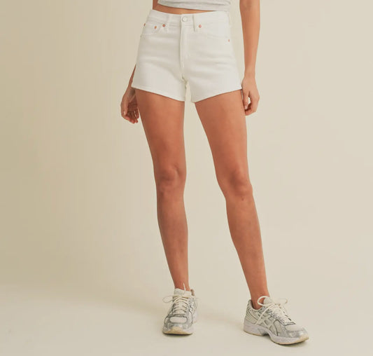Clean Hem Denim Shorts in White