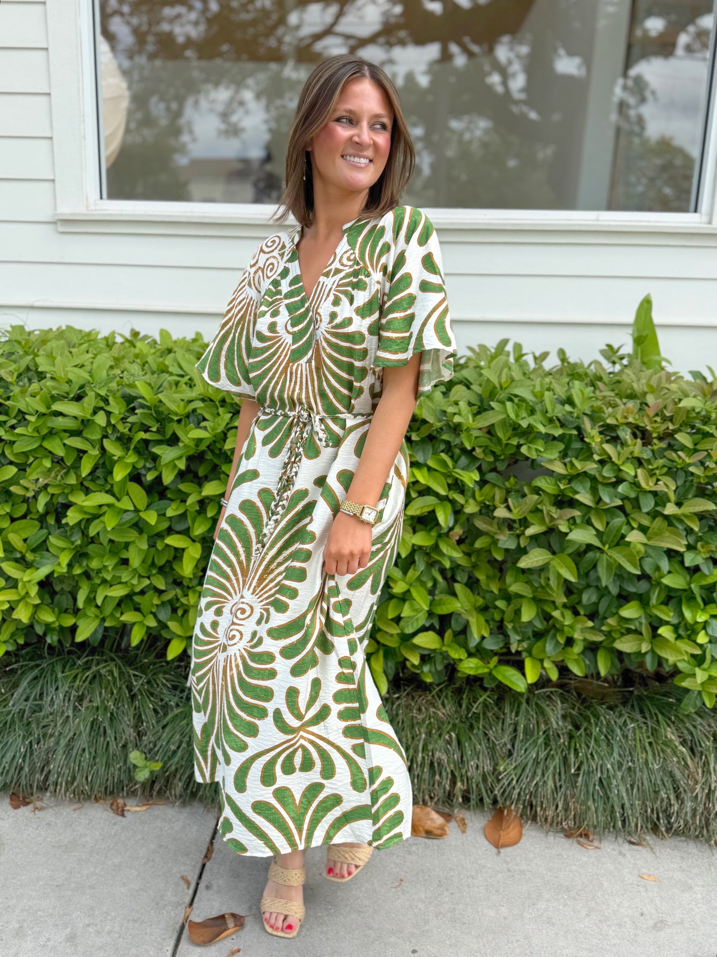 Green Goddess Belted Caftan