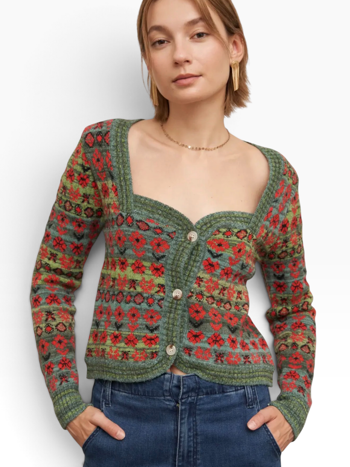 Sweetheart Neckline Sweater