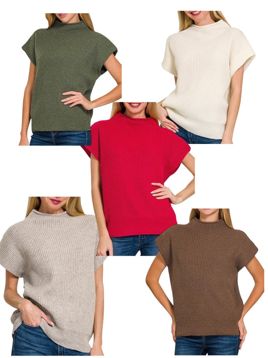Power Shoulder Mock Neck Sweater- 5 Colors!