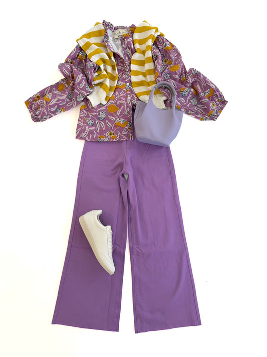 Ellen Top in Purple Floral Vine