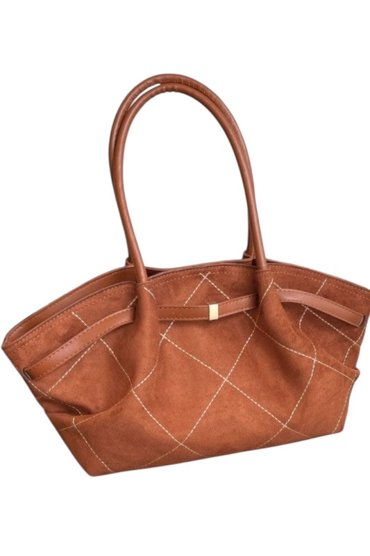 Quilted Stitching Suede Tote