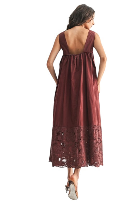 Paisley Lace & Crochet Maxi in Espresso