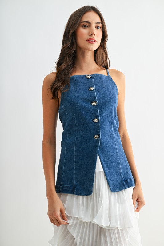 Square Neck Denim Top