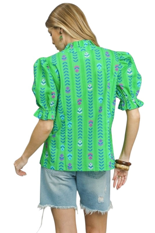 Ruffle Front Floral Top- 3 Colors
