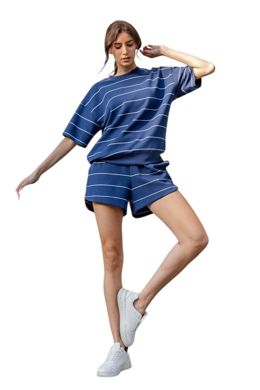 Scuba Basic Top in Navy/Cream Stripe