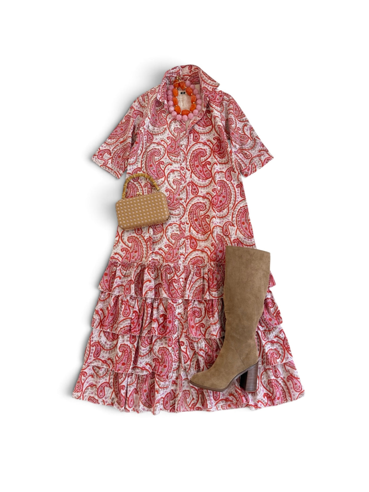 Basin Street Midi in Orange & Pink Paisley