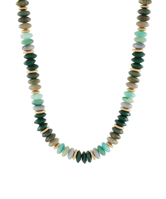 Multi Green Disc Necklace