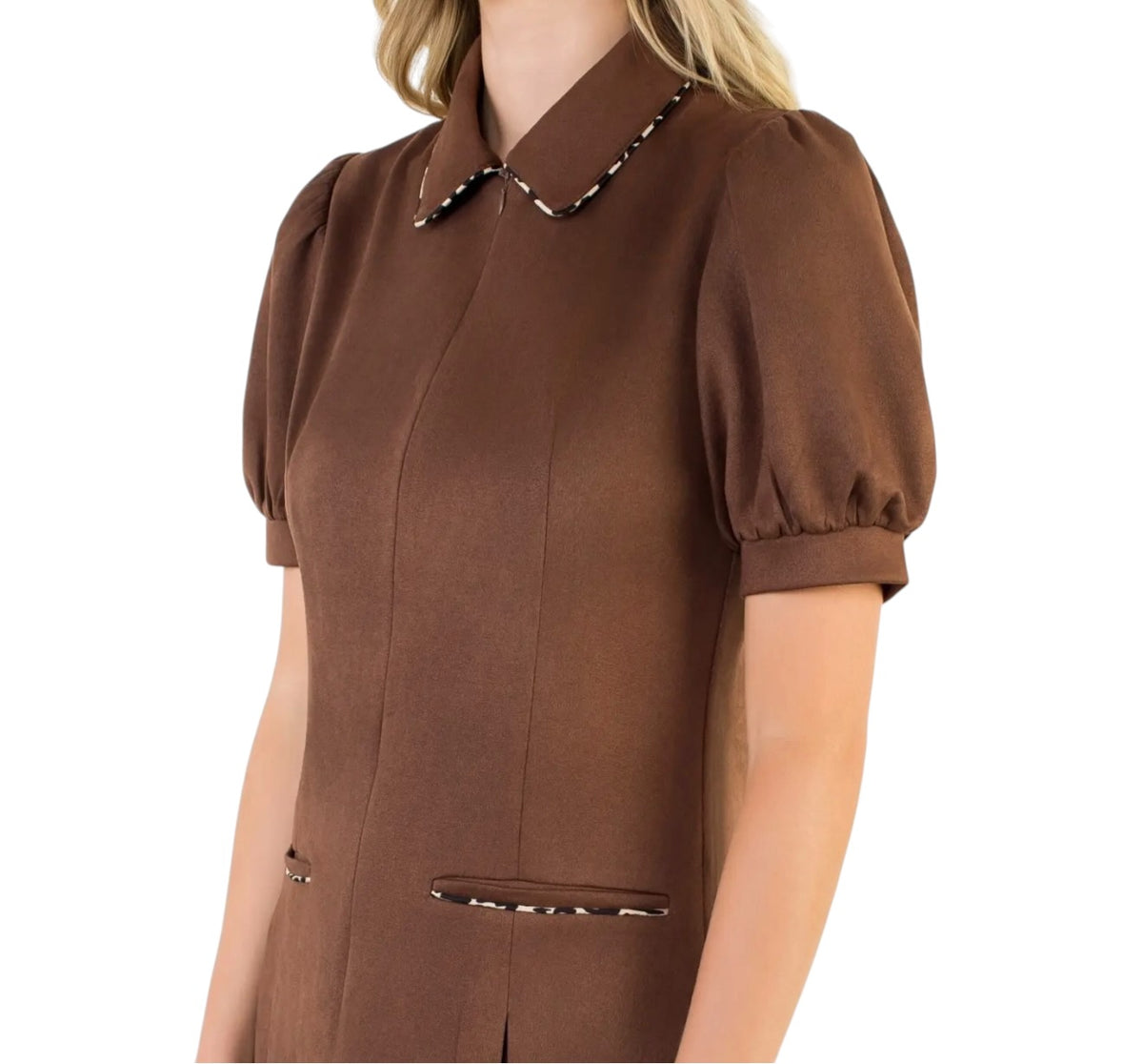 Pleated Drop Waist Suede Mini