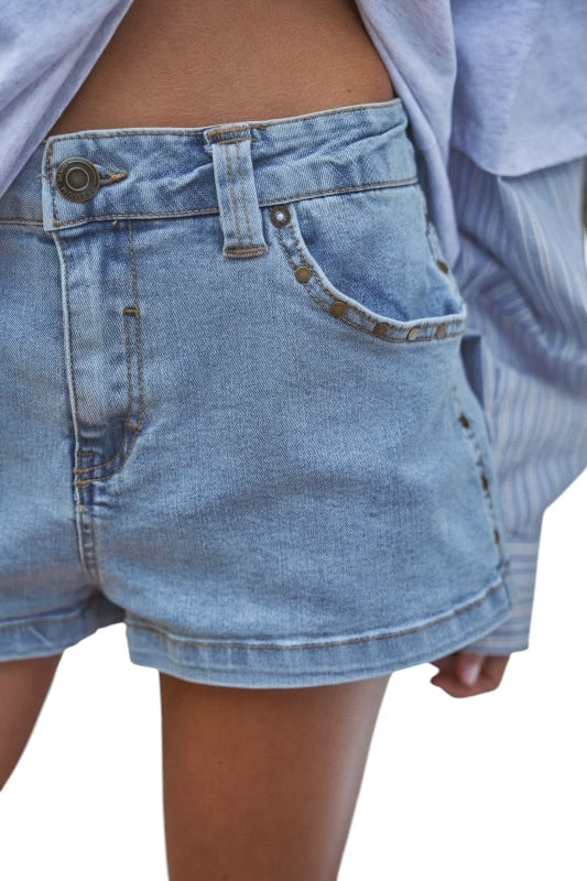 Studded Denim Shorts