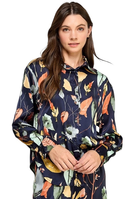 Satin Feathers Blouse