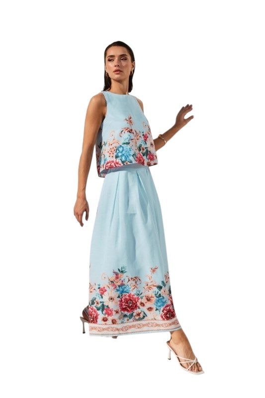 Blue Florals Skirt Set